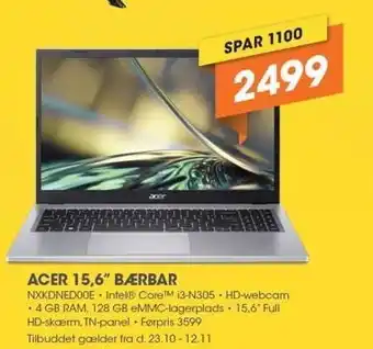Expert Acer 15,6 bærbar tilbud