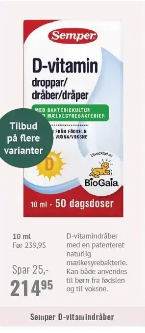 Helsam Semper d-vitamindråber tilbud