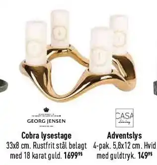 Imerco Cobra lysestage eller adventslys tilbud
