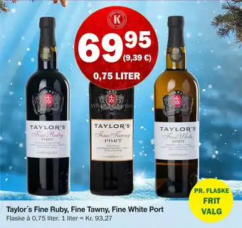 Taylor's fine ruby, fine tawny, fine white port