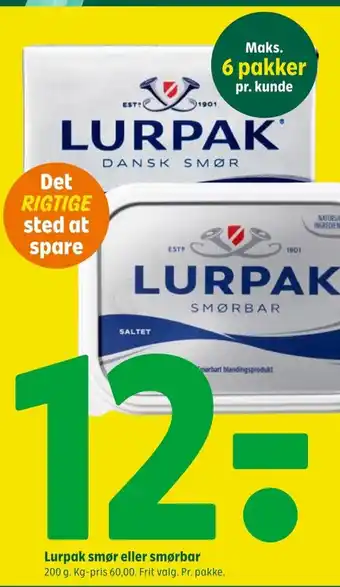 Coop 365 Lurpak smør eller smørbar 200 g tilbud