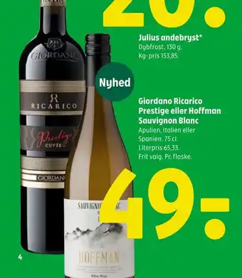 Coop 365 Giordano Ricarico Prestige eller Hoffman Sauvignon Blanc tilbud