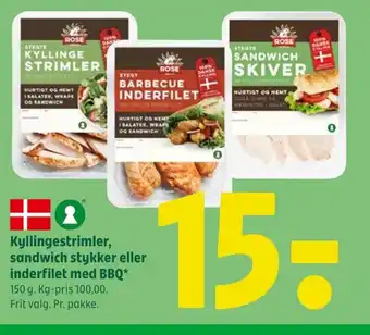 Coop 365 Kyllingestrimler, sandwich stykker eller inderfilet med BBQ tilbud