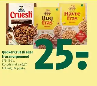 Quaker Cruesli eller fras morgenmad