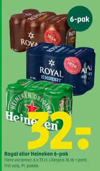 Coop 365 Royal eller Heineken 6-pak tilbud