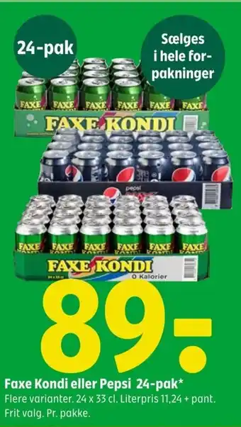 Coop 365 Faxe Kondi eller Pepsi 24-pak tilbud