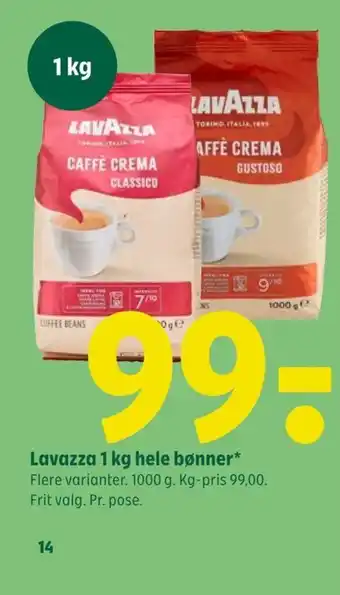 Lavazza 1 kg hele bønner