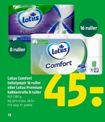 Coop 365 Lotus Comfort toiletpapir 16 ruller eller Lotus Premium køkkenrulle 8 ruller tilbud