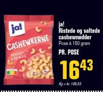 Otto Duborg Ja! ristede og saltede cashewnødder tilbud