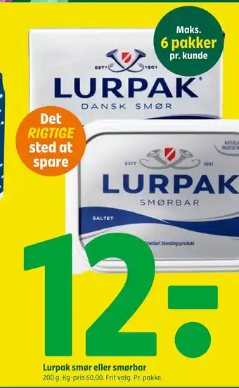 Coop 365 Lurpak smør eller smørbar tilbud