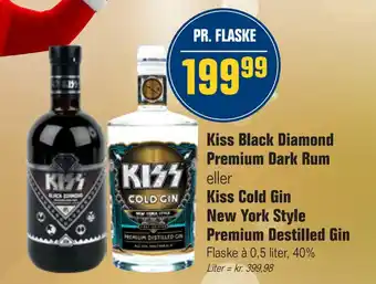 Otto Duborg Kiss black diamond premium dark rum eller kiss cold gin new york style premium destilled gin tilbud