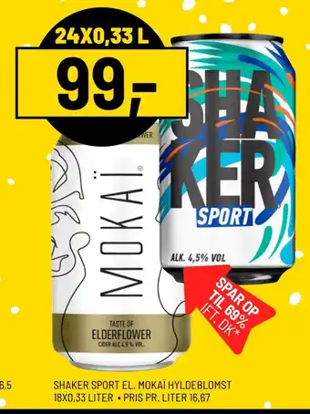 Priss Shaker sport el. mokaï hyldeblomst tilbud