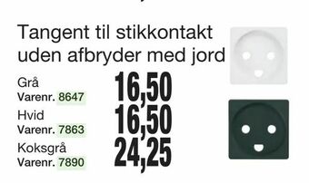 Harald Nyborg Tangent til stikkontakt uden afbryder med jord tilbud