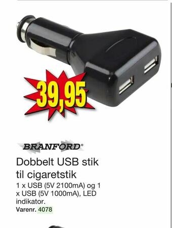 Harald Nyborg Dobbelt USB stik til cigaretstik tilbud