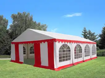 Harald Nyborg Kosama partytelt pvc 6 x 8 m - rød/hvid tilbud