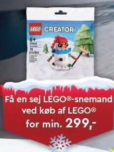 KiDS Coolshop Få en sej lego-snemand ved køb af lego for min. 299 tilbud