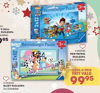 KiDS Coolshop Bluey puslespil el. paw patrol puslespil tilbud