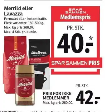 SPAR Merrild eller lavazza tilbud