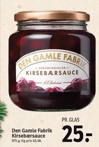 SPAR Den gamle fabrik kirsebærsauce tilbud