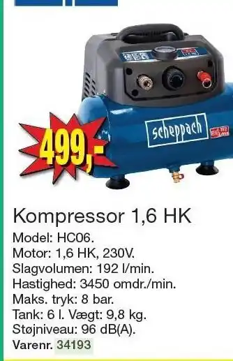 Harald Nyborg Kompressor 1,6 hk tilbud