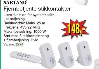 Harald Nyborg Sartano fjernbetjente stikkontakter tilbud