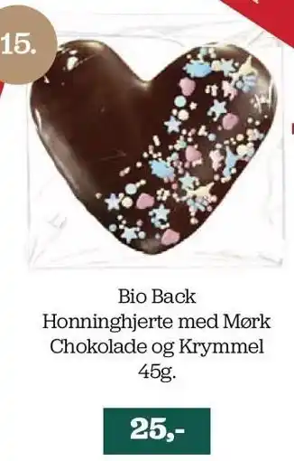 Helsemin Bio back honninghjerte med mørk chokolade og krymmel 45g tilbud