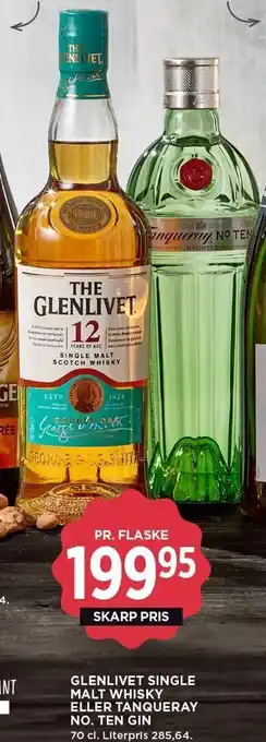 Glenlivet single malt whisky eller tanqueray no. ten gin