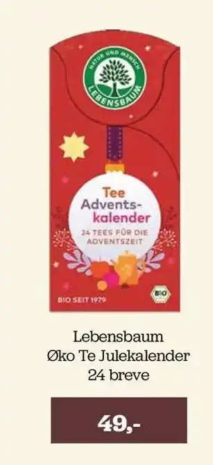 Helsemin Lebensbaum øko te julekalender 24 breve tilbud