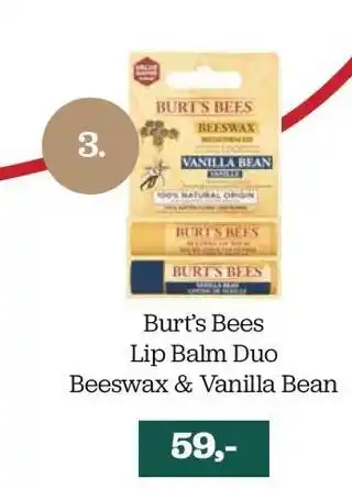 Helsemin Burt's bees lip balm duo beeswax & vanilla bean tilbud