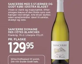 MENY Sancerre domaine des côtes blanches tilbud