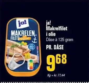 Poetzsch Padborg Ja! makrelfilet i olie tilbud