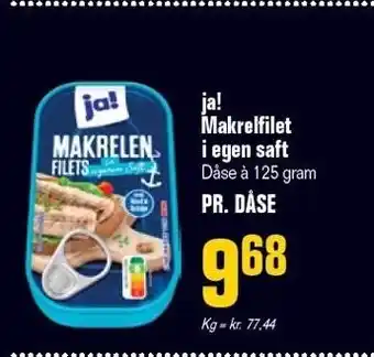 Poetzsch Padborg Ja! makrelfilet i egen saft tilbud