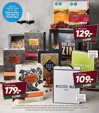 Bilka Golden zin, lindemans, orso d'oro, gnarly head, ogier côtes-du-rhône eller mucho mas tilbud