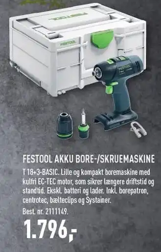 Johannes Fog Festool akku bore-/skruemaskine tilbud