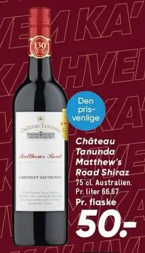 Château tanunda matthew's road shiraz