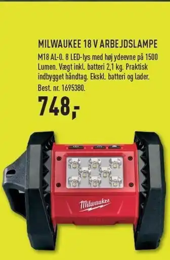 Johannes Fog Milwaukee 18 v arbejdslampe tilbud