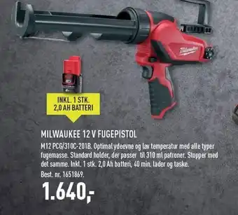Johannes Fog Milwaukee 12 v fugepistol tilbud