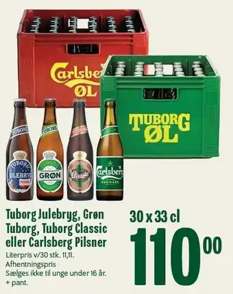 Min Købmand Tuborg julebryg, grøn tuborg, tuborg classic eller carlsberg pilsner tilbud