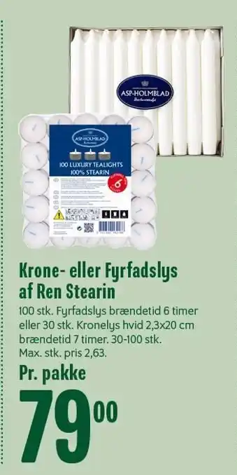 Min Købmand Krone- eller fyrfadslys af ren stearin tilbud
