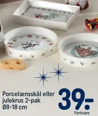 REMA 1000 Porcelænsskål eller julekrus 2-pak tilbud