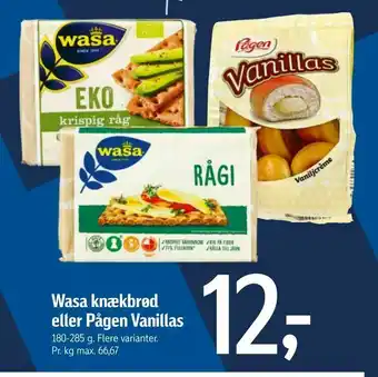 Føtex Wasa knækbrød eller Pågen Vanillas tilbud
