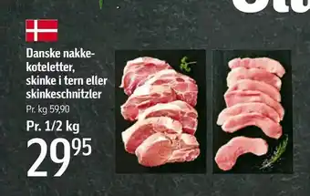 Danske nakkekoteletter, skinke i tern eller skinkeschnitzler