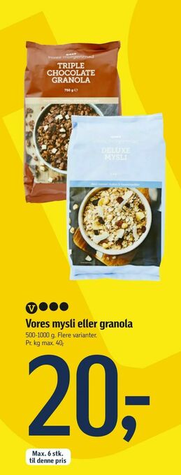 Føtex Vores mysli eller granola tilbud