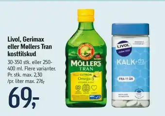 Føtex Livol, Gerimax eller Møllers Tran kosttilskud tilbud