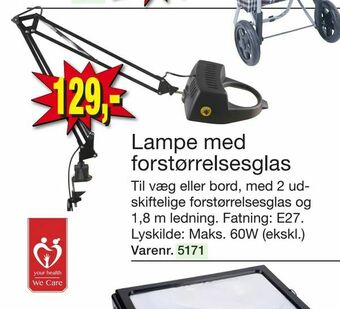 Harald Nyborg Lampe med forstørrelsesglas tilbud