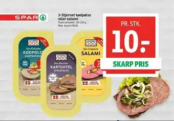SPAR 3-Stjernet kødpølse eller salami tilbud