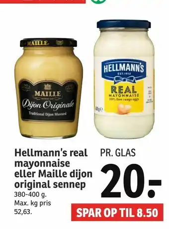 SPAR Hellmann's real mayonnaise eller Maille dijon original sennep tilbud