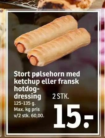 SPAR Stort pølsehorn med ketchup eller fransk hotdog dressing tilbud