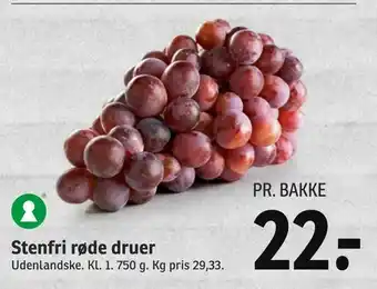 SPAR Stenfri røde druer tilbud