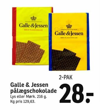 SPAR Galle & Jessen pålægschokolade tilbud